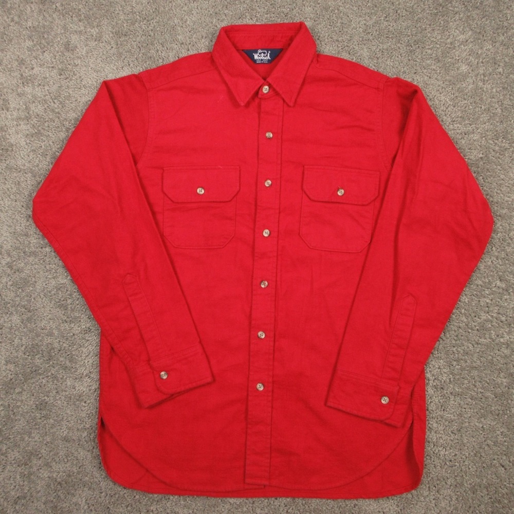 Vintage Woolrich Shirt Men Large Red Chamois Cloth Flannel Made In USA Button Up